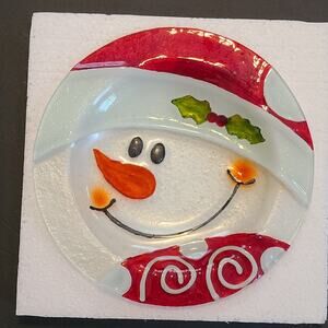 Decorative Fusion Snowman Christmas Plate